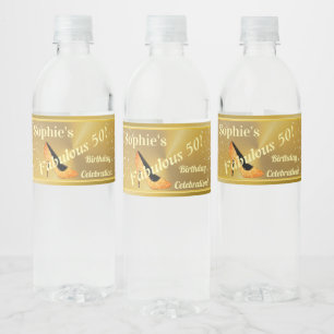 Personalised  50th Birthday Water Bottle Label