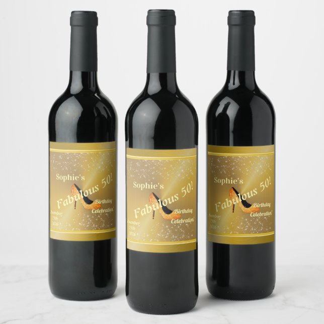 Personalised  50th Birthday Wine Bottle Label (Bottles)
