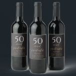 Personalised 50th Birthday Wine Labels<br><div class="desc">Elevate your 50th birthday celebration with our exquisite Black & Gold Personalised Wine Labels. Crafted to perfection, these custom labels seamlessly blend sophistication and sentimentality, adding a touch of elegance to your milestone event. Celebrate five decades of life's journey with these meticulously designed labels that combine the richness of black...</div>