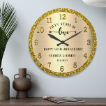 Personalised 50th Gold Wedding Anniversary Glitter Large Clock<br><div class="desc">50th wedding anniversary clock with traditional golden look wishing the couple happy 50 years of togetherness. Gold is the traditional gift given for fiftieth wedding anniversary.</div>