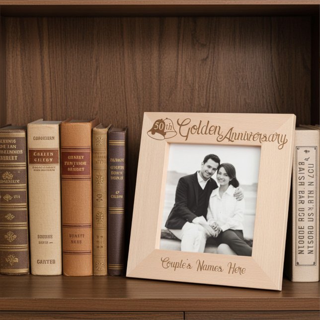 Personalised 50th Golden Wedding Anniversary Bells Etched Frames (Creator Uploaded)