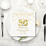 Personalised 50th Golden Wedding Anniversary Napkin<br><div class="desc">Custom,  personalised 50th golden wedding anniversary disposable paper napkins.  Gold colour with faux gold confetti with large 50 numbers and faux diamond heart in middle.   See matching items.</div>