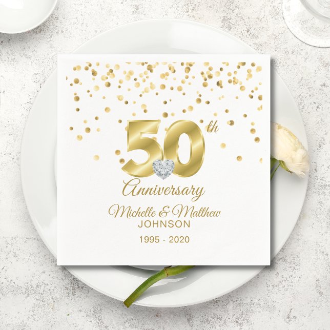 Personalised 50th Golden Wedding Anniversary Napkin (Personalized 50th Golden Wedding Anniversary Napkins)