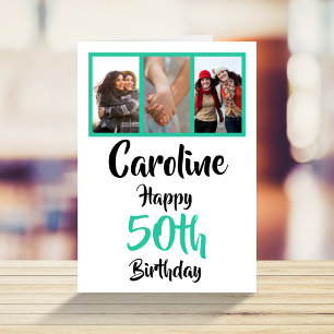 Personalised 50th happy birthday photo collage card