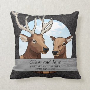 Personalised 50th Wedding Anniversary, Elk Cushion