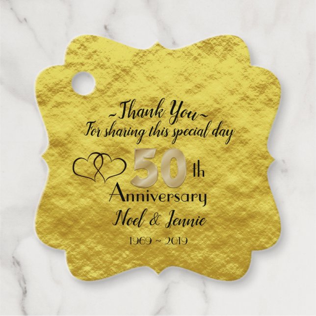 Personalised 50th Wedding Anniversary Favour Tags (Front)