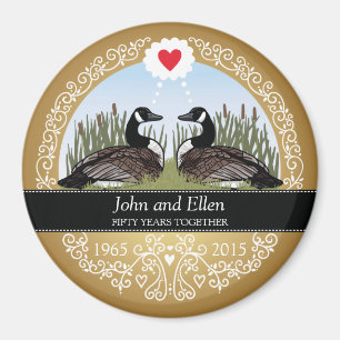 Personalised 50th Wedding Anniversary, Geese Magnet
