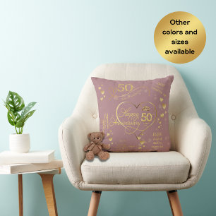 Personalised 50th Wedding Anniversary Milestone Cushion