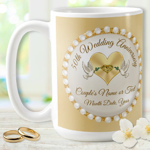 Personalised, 50th Wedding Anniversary Mugs
