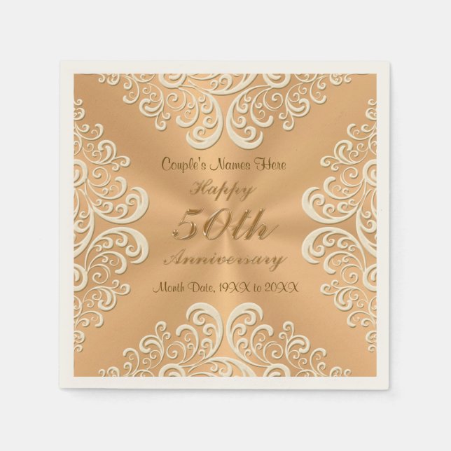 Personalised 50th Wedding Anniversary Napkins (Front)
