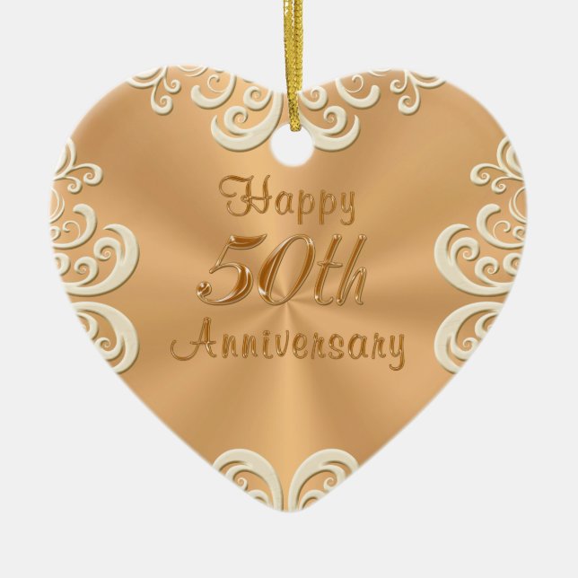 Personalised 50th Wedding Anniversary Ornament (Front)