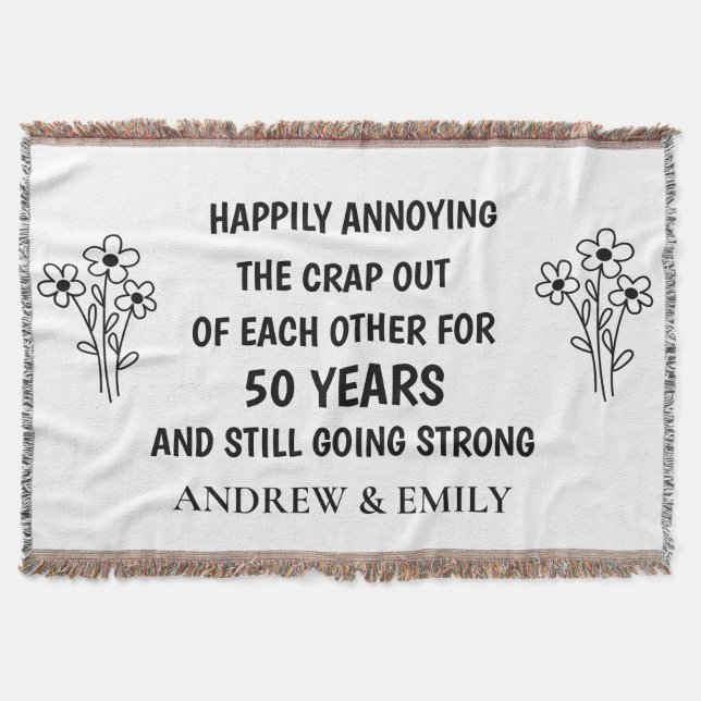 Personalised 50th Wedding Anniversary Sentimental  Throw Blanket (Front)