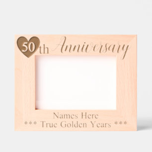 Personalised 50th Wedding Anniversary with Heart Etched Frames