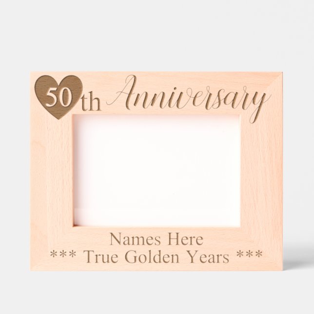 Personalised 50th Wedding Anniversary with Heart Etched Frames (Front)