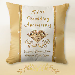 Personalised 51st Wedding Anniversary Gift. Pillow