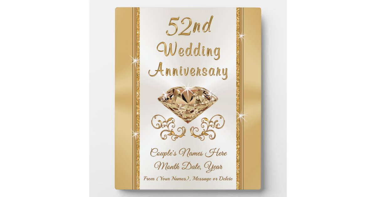 Personalised 52nd Wedding Anniversary Gift Plaque Zazzle