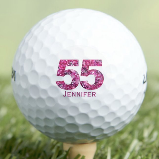 Personalised 55th Gift for Friend – Floral 55 Golf Balls (Creator Uploaded)