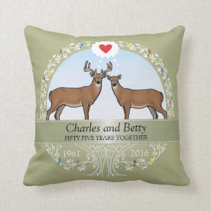 Personalised 55th Wedding Anniversary, Buck & Doe Cushion