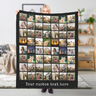 Personalised 56 Photo Collage Fleece Blanket
