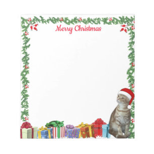 Personalised 5.5 x 6 Christmas Ginger Cat  Notepad