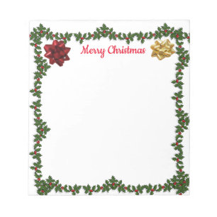 Personalised 5.5 x 6 Christmas Holley Garland Bows Notepad