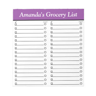Personalised 5.5" x 6" Purple Grocery List Notepad