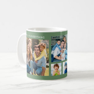Personalised 5 Family Photo Collage Sage Green Coffee Mug