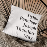 Personalised 5 Name Family Keepsake Cushion<br><div class="desc">Are you looking for a beautiful way to keep your family close? Our Personalised Keepsake Throw Pillow is the ideal way to do just that! This stylish and cosy pillow features the names of you and your family - whether it's your husband, wife, kids, or even your pets - printed...</div>