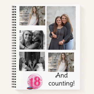 Personalised 5 Photo collage | 18th Birthday Notebook