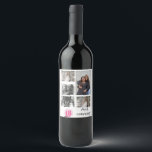 Personalised 5 Photo collage | 18th Birthday Wine Label<br><div class="desc">Personalised 5 Photo collage | 18th Birthday.  Add 5 photos for a simple 18th birthday Party.</div>