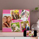 Personalised 5 Photo Collage Pink Poster<br><div class="desc">Cheerful pink poster with your own name and photos. This custom photo collage comprises 5 of your favourite photos, framed with white borders and set against a pink background. The template is set up for you to add your pictures as well as your name, which is lettered in white script...</div>