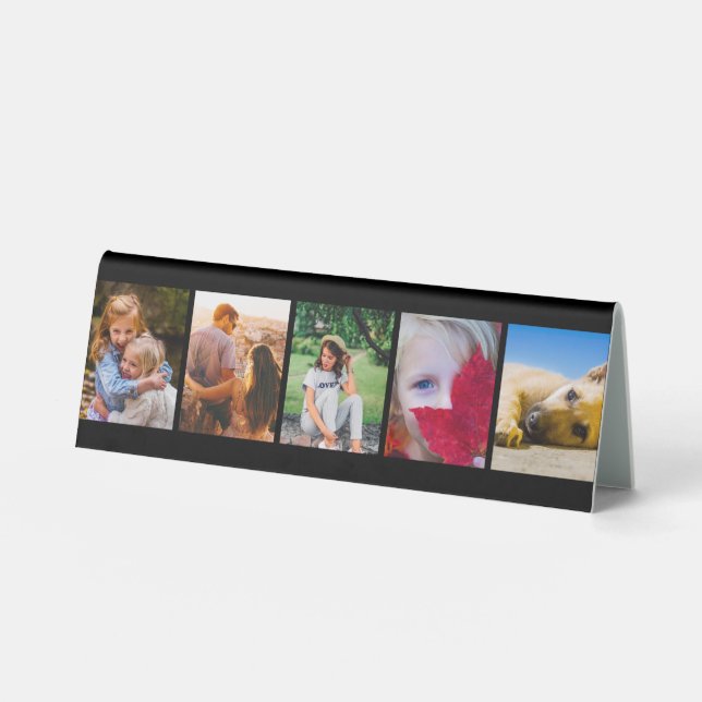 Personalised 5 Photo Memories Desk Sign (Front)