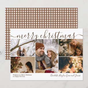 Personalised 5 Photo Merry Christmas  Holiday Card