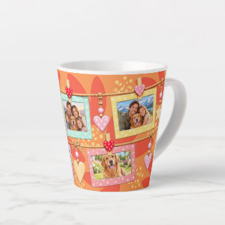Personalised 5 Photo Retro Floral Family Coffee Latte Mug