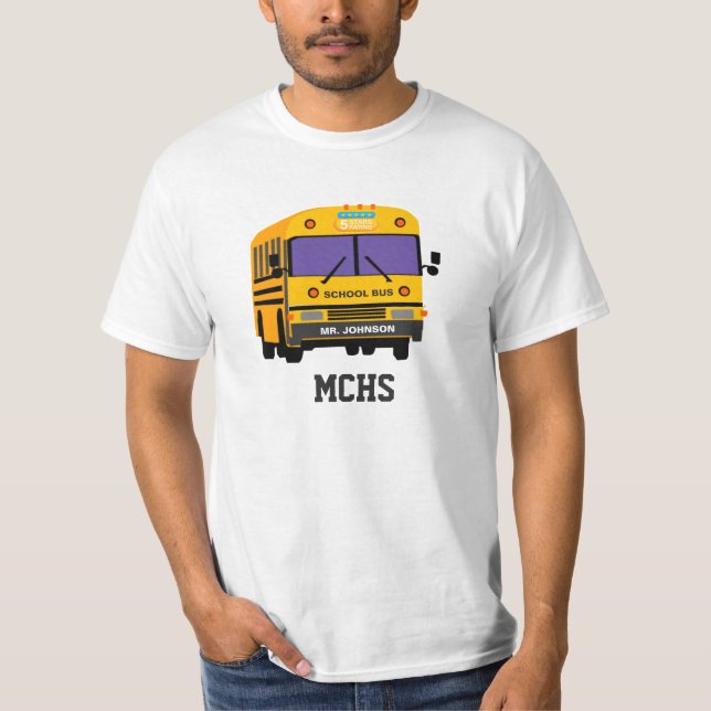 Personalised 5 Star Rating School Bus Driver   T-Shirt (Front)