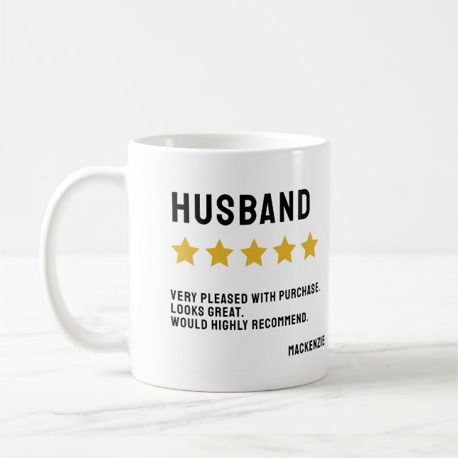 Personalised 5 Star Review Would Recommend Coffee Mug (Left)