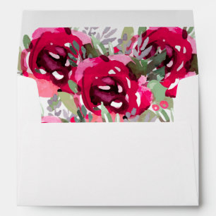 Personalised 5 x 7 Watercolor Pink Garden Flowers  Envelope