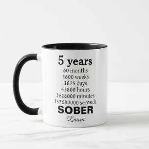Personalised 5 Years Sober Recovery Celebration Mug