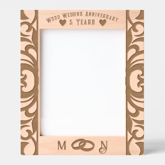 Personalised 5th Anniversary Wood Photo Frame  (Front)