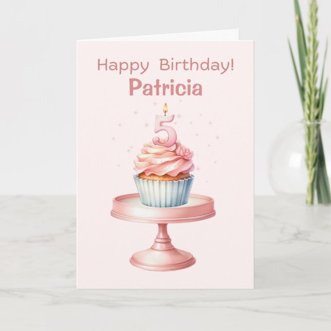 Personalised 5th Birthday Cupcake Card (Front)