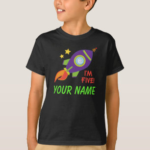 Personalised 5th Birthday Rocketship Tee Shirt