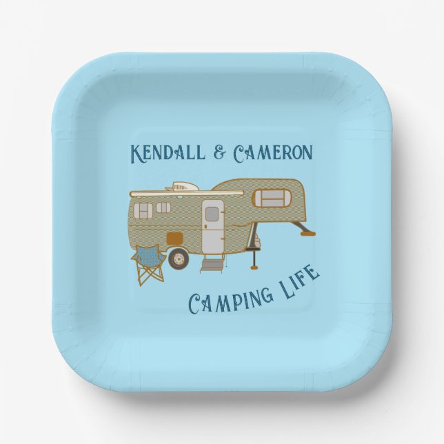 Personalised 5th Wheel RV Camping Paper Plates (Front)