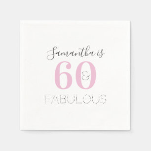 Personalised 60 and fabulous Modern Pink Birthday Napkin