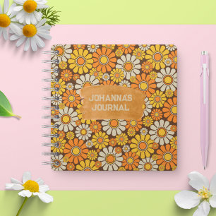 Personalised 60s Style Flower Power Daisy Floral  Notebook