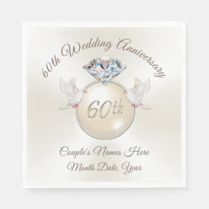 Personalised 60th Anniversary Diamond Napkins