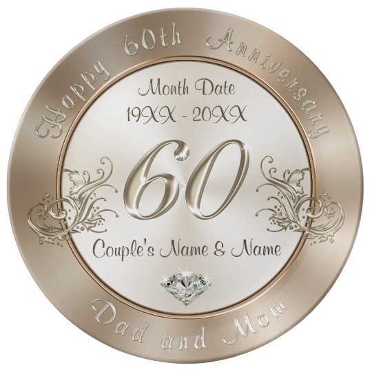 Personalised 60th  Anniversary  Gifts  for Parents  Plate 