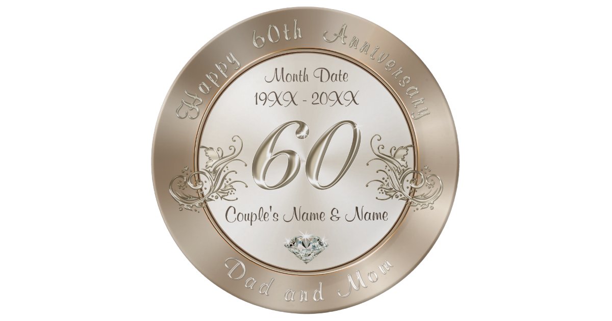 Anniversary Personalised Gifts
 Personalised 60th Anniversary Gifts for Parents Plate