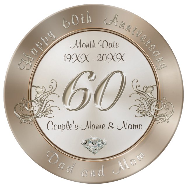 Personalised 60th Anniversary Gifts for Parents Plate (Front)