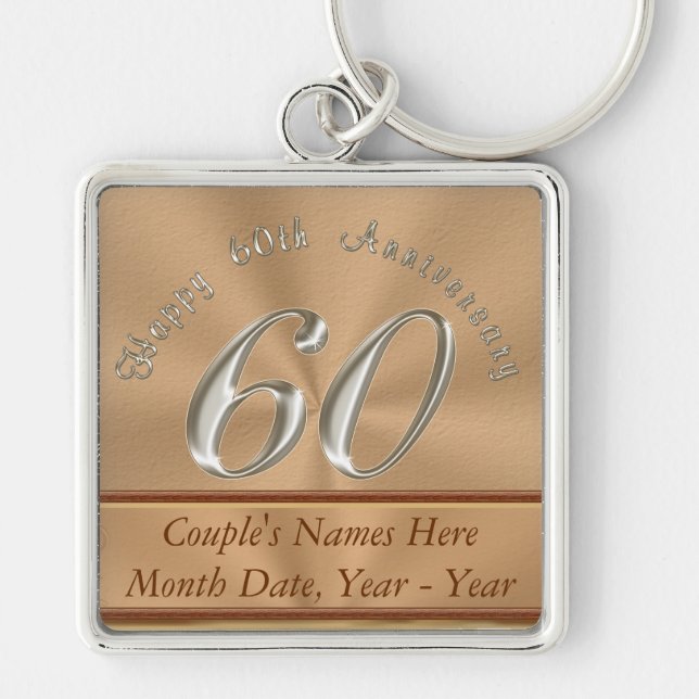 Personalised 60th Anniversary Keychains for Couple (Front)