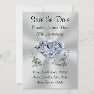 Personalised 60th Anniversary Save the Date Cards